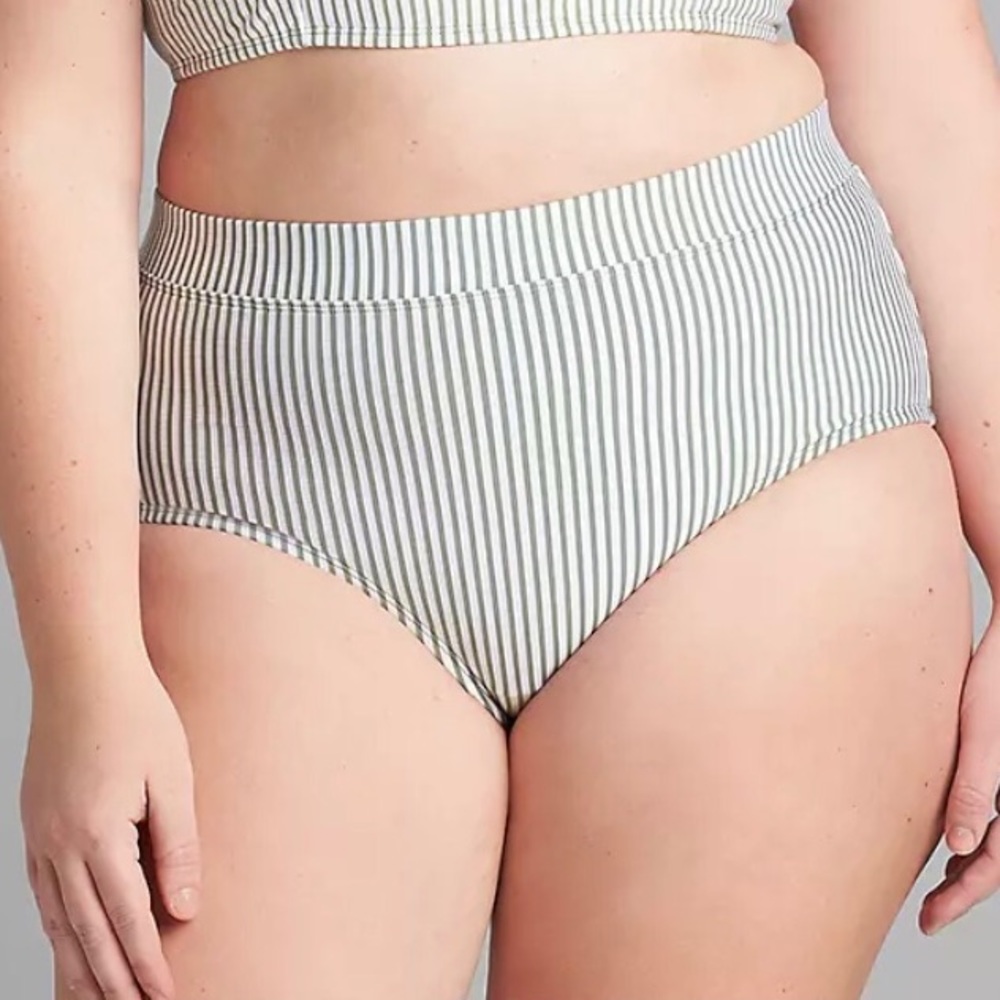 Cacique Seersucker Swim Brief, Size 16, Hedge Green, NWT